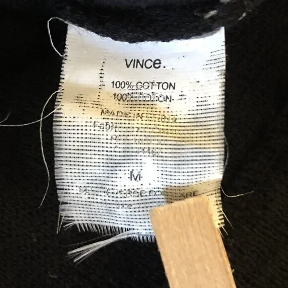 Vince Tan Black Color Block Sweater 100% Cotton Scoop Neck Drop Shoulder Stretch - Picture 13 of 15